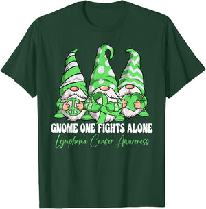 Gnome One Fights Alone Lymphoma Cancer Awareness T-Shirt - T-Shirt | Forest