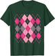 Retro Argyle Plaid Pattern Design in shades of pink & grey T-Shirt - T-Shirt | Forest