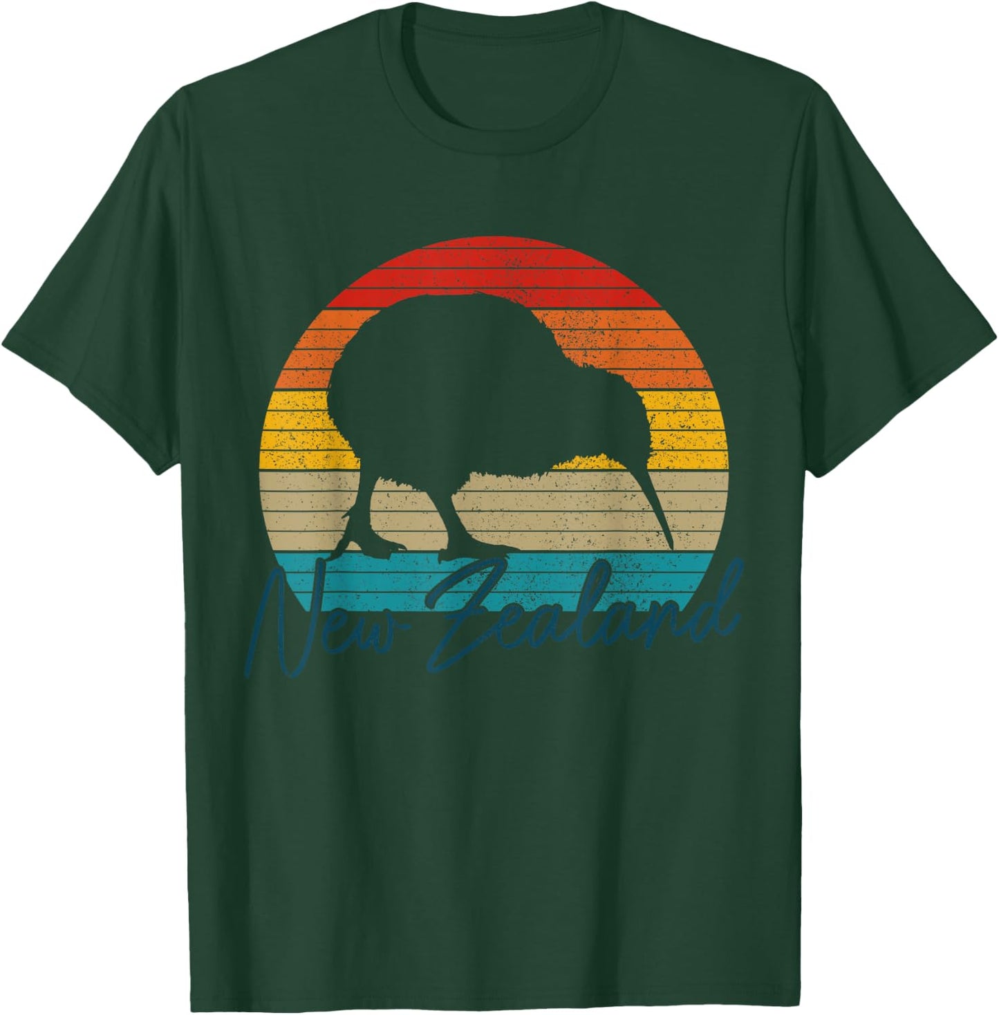 New Zealand Vintage Retro Kiwi Bird T-Shirt - T-Shirt | Forest