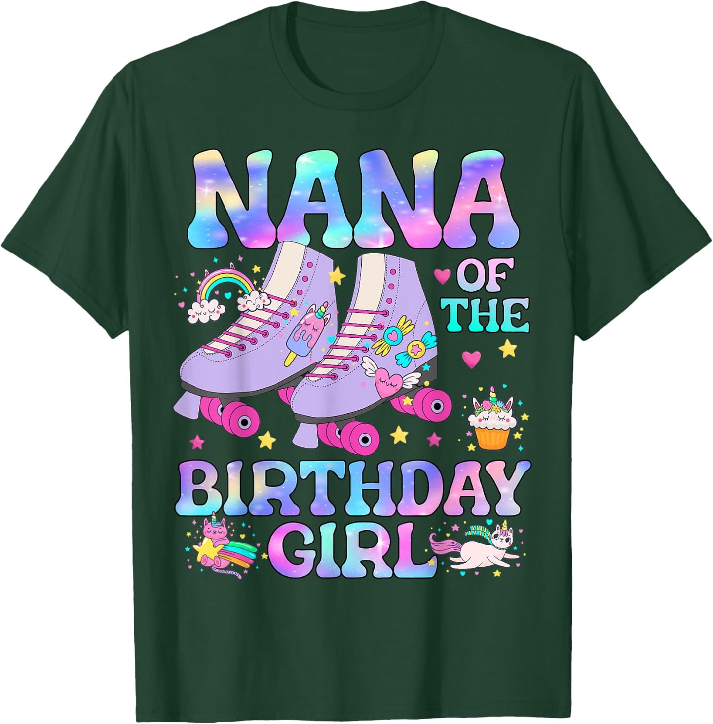 Nana of The Birthday Girl Rolling Skate Lover Matching T-Shirt - T-Shirt | Forest