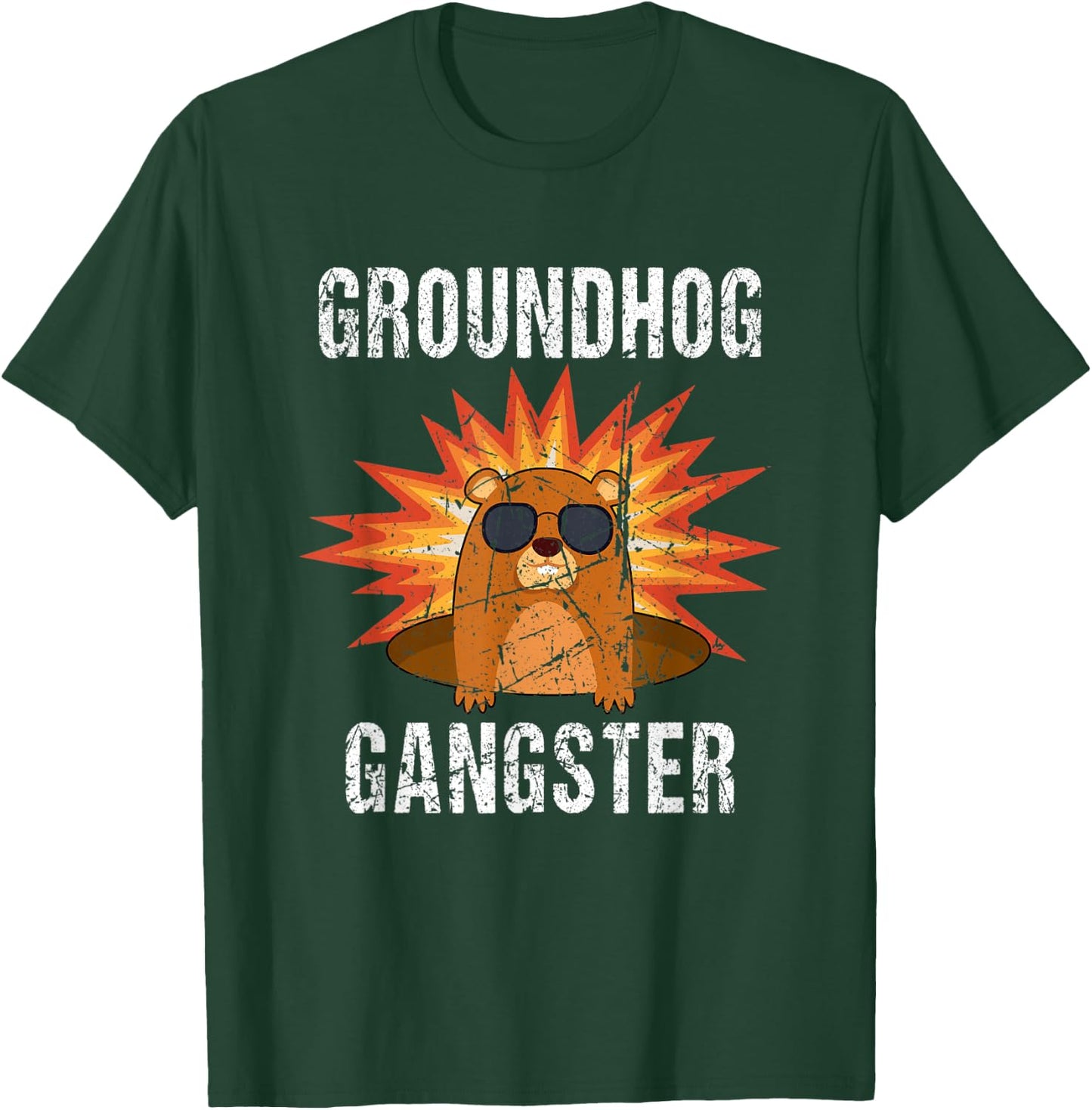 Vintage Groundhog Gangster T-Shirt - T-Shirt | Forest