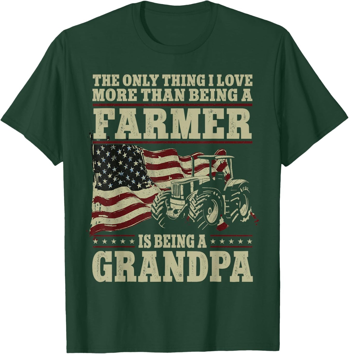 Farming Farmer Grandpa Vintage Tractor American Flag The T-Shirt - T-Shirt | Forest