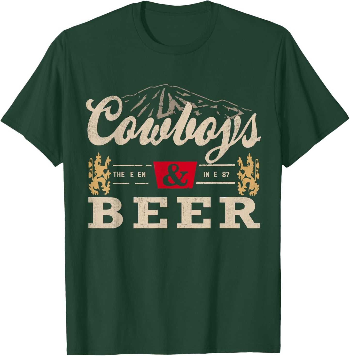 Vintage Cowboys Western and Beer, Cowboy Lovers Small T-Shirt - T-Shirt | Forest