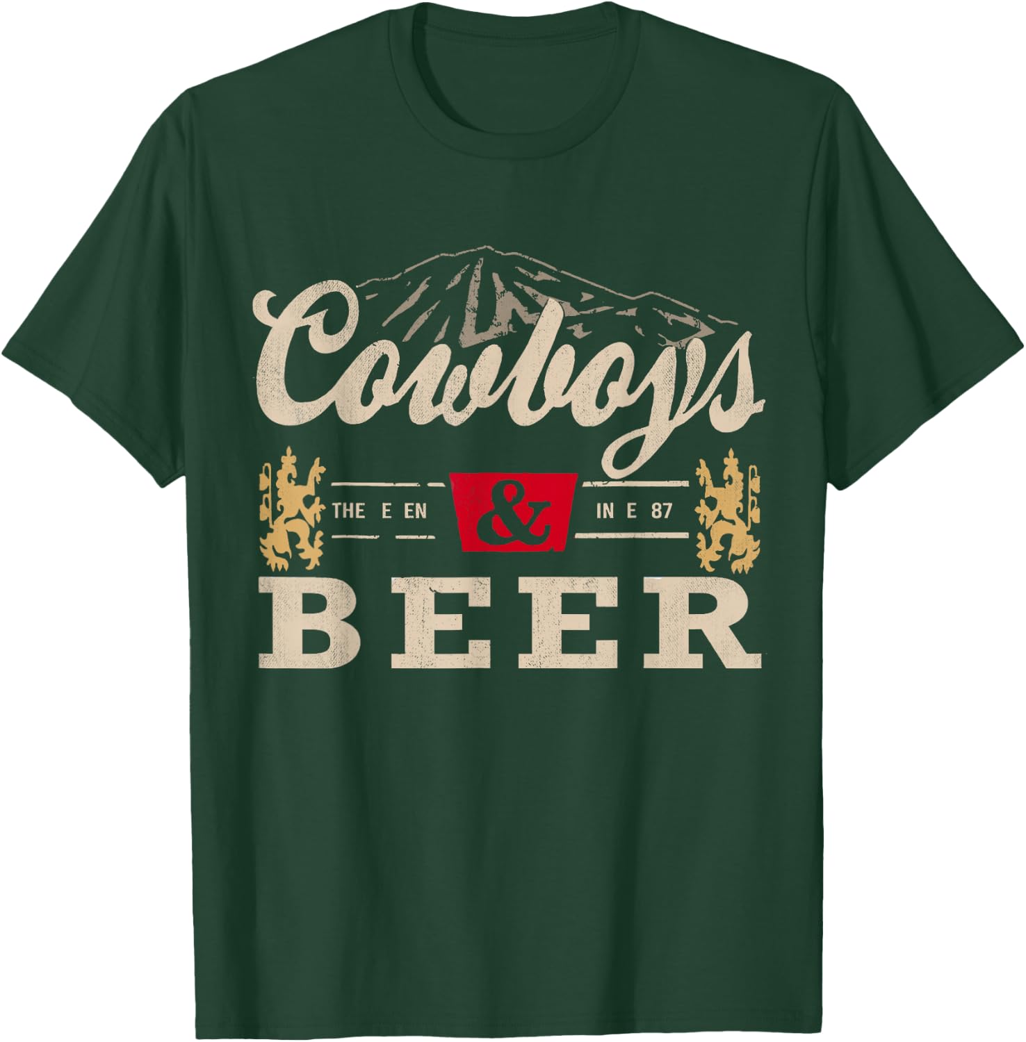 Vintage Cowboys Western and Beer, Cowboy Lovers Small T-Shirt - T-Shirt | Forest