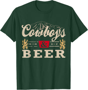 Vintage Cowboys Western and Beer, Cowboy Lovers Small T-Shirt - T-Shirt | Forest