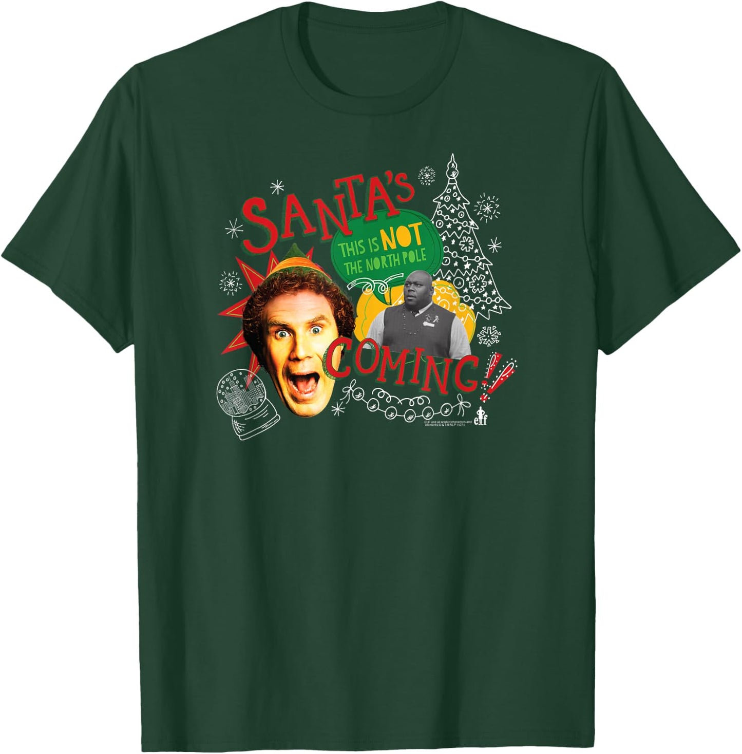 Elf Santa's Coming Buddy Collage Funny Christmas T-Shirt - T-Shirt | Forest