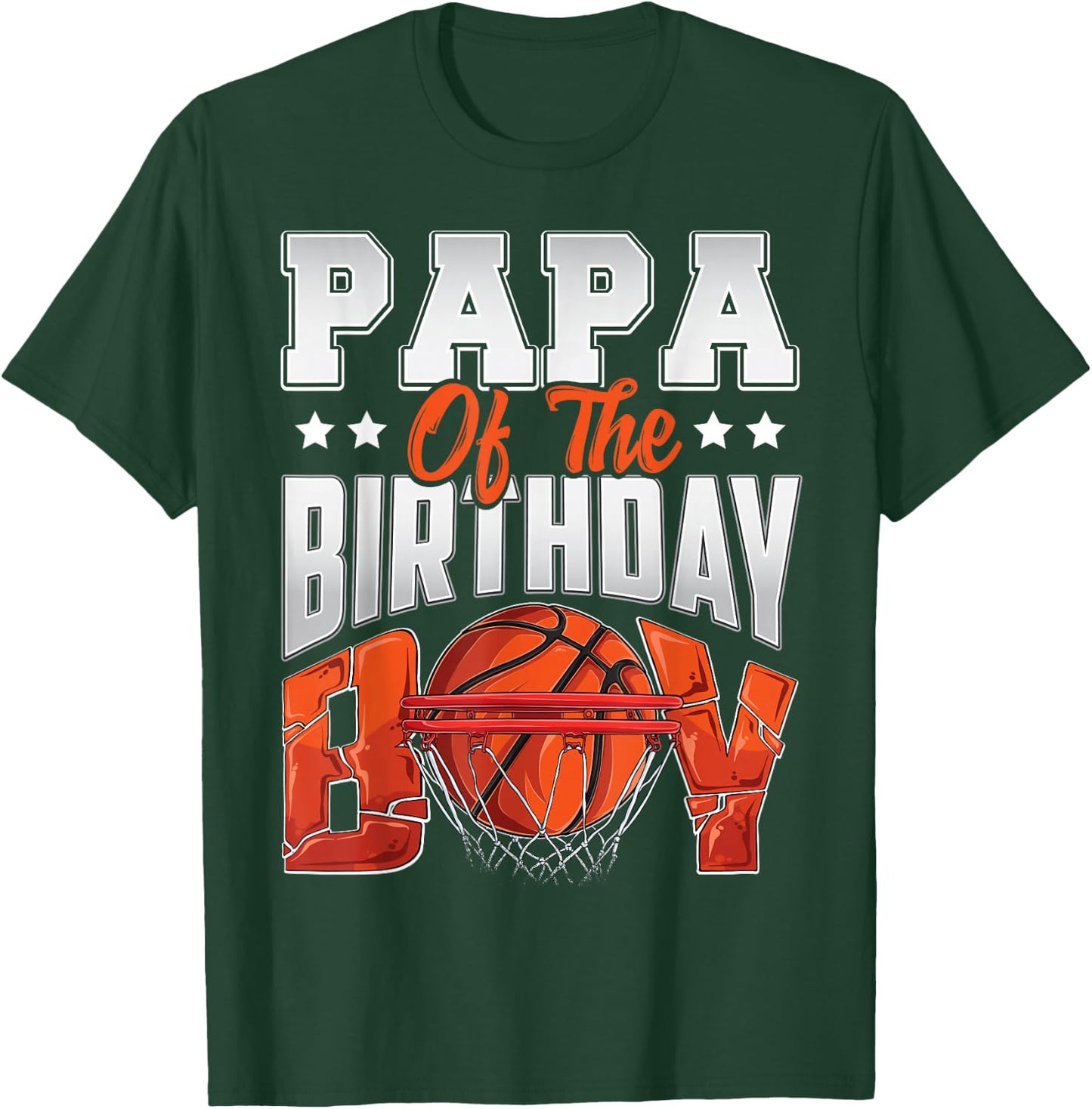 Papa basketball birthday Boy Family Baller b-day Party T-Shirt - T-Shirt | Forest