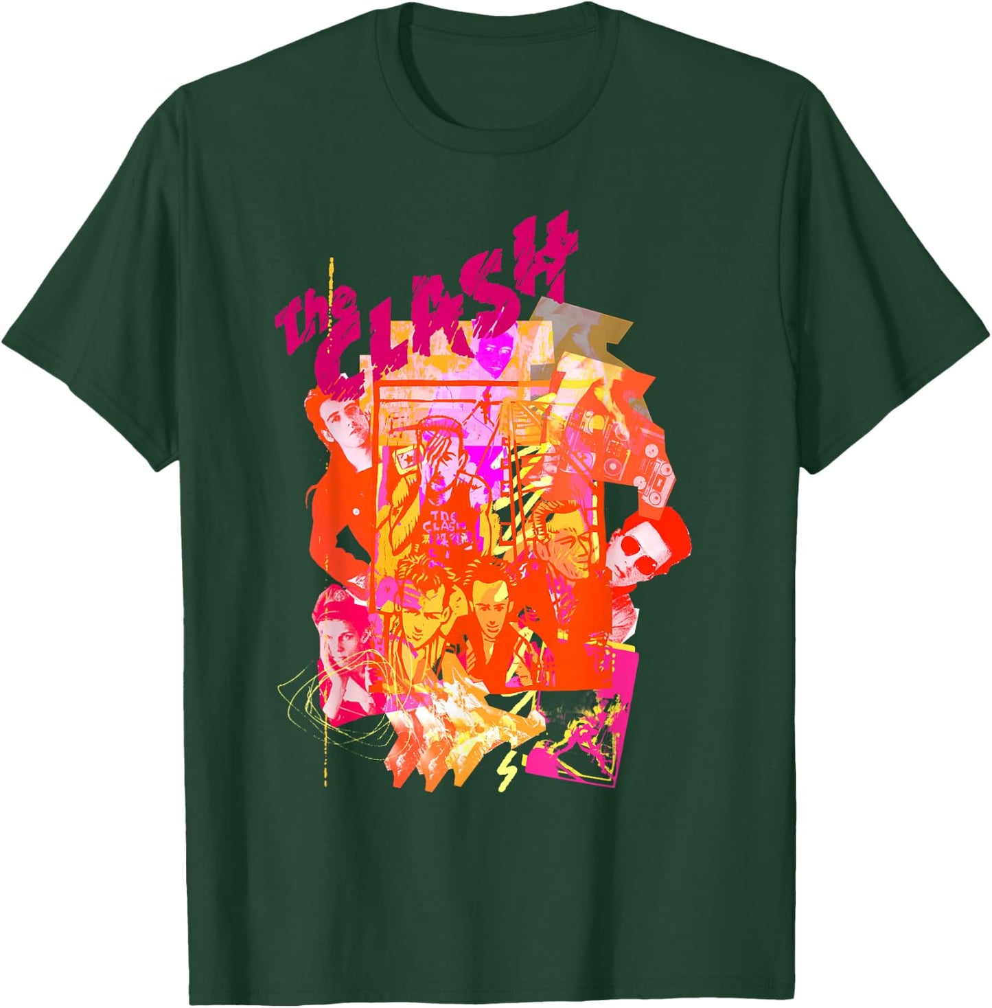 The Clash - Collage Neon T-Shirt - T-Shirt | Forest