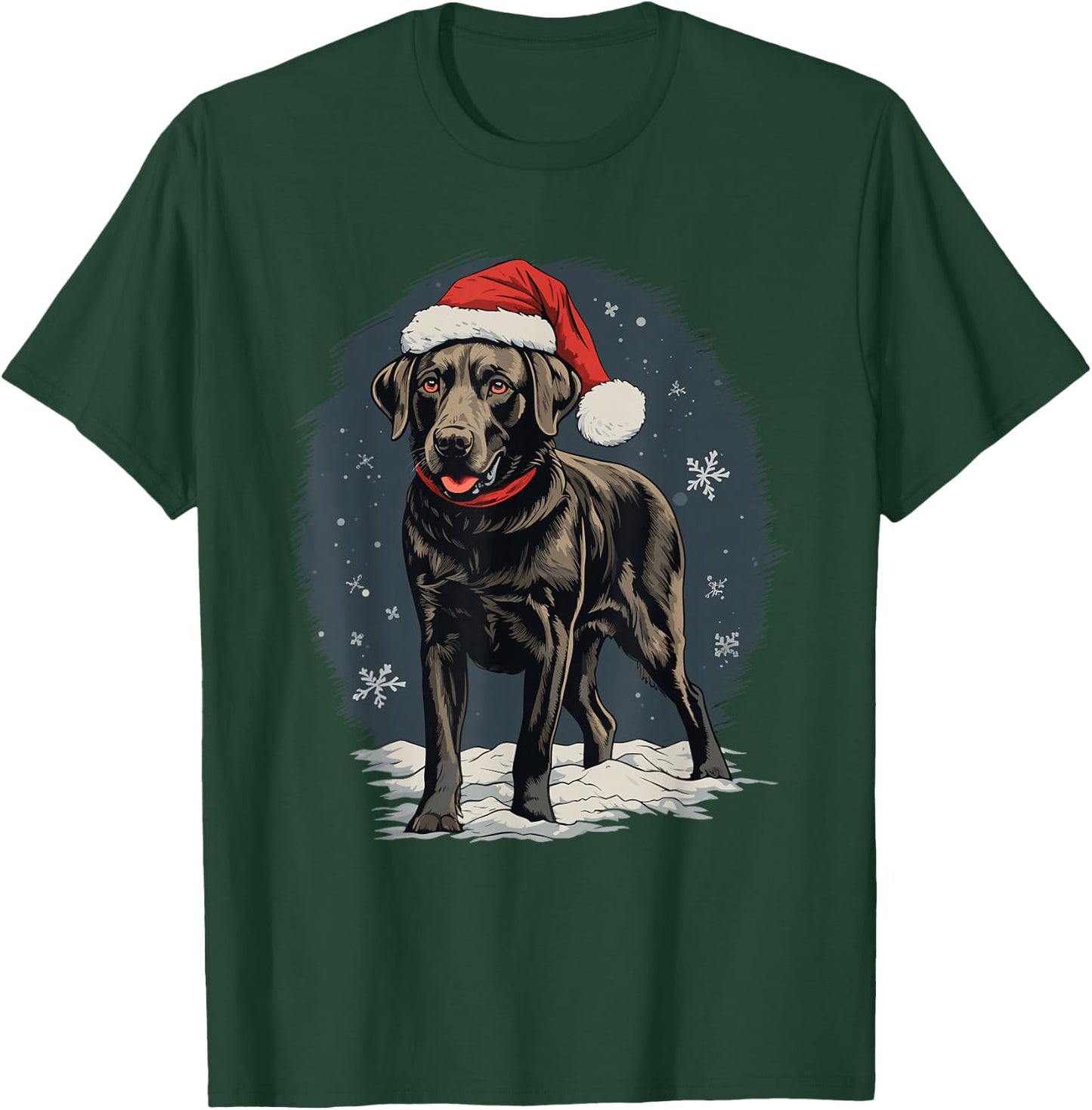 Black Labrador Christmas Santa Hat Xmas Pajama T-Shirt - T-Shirt | Forest