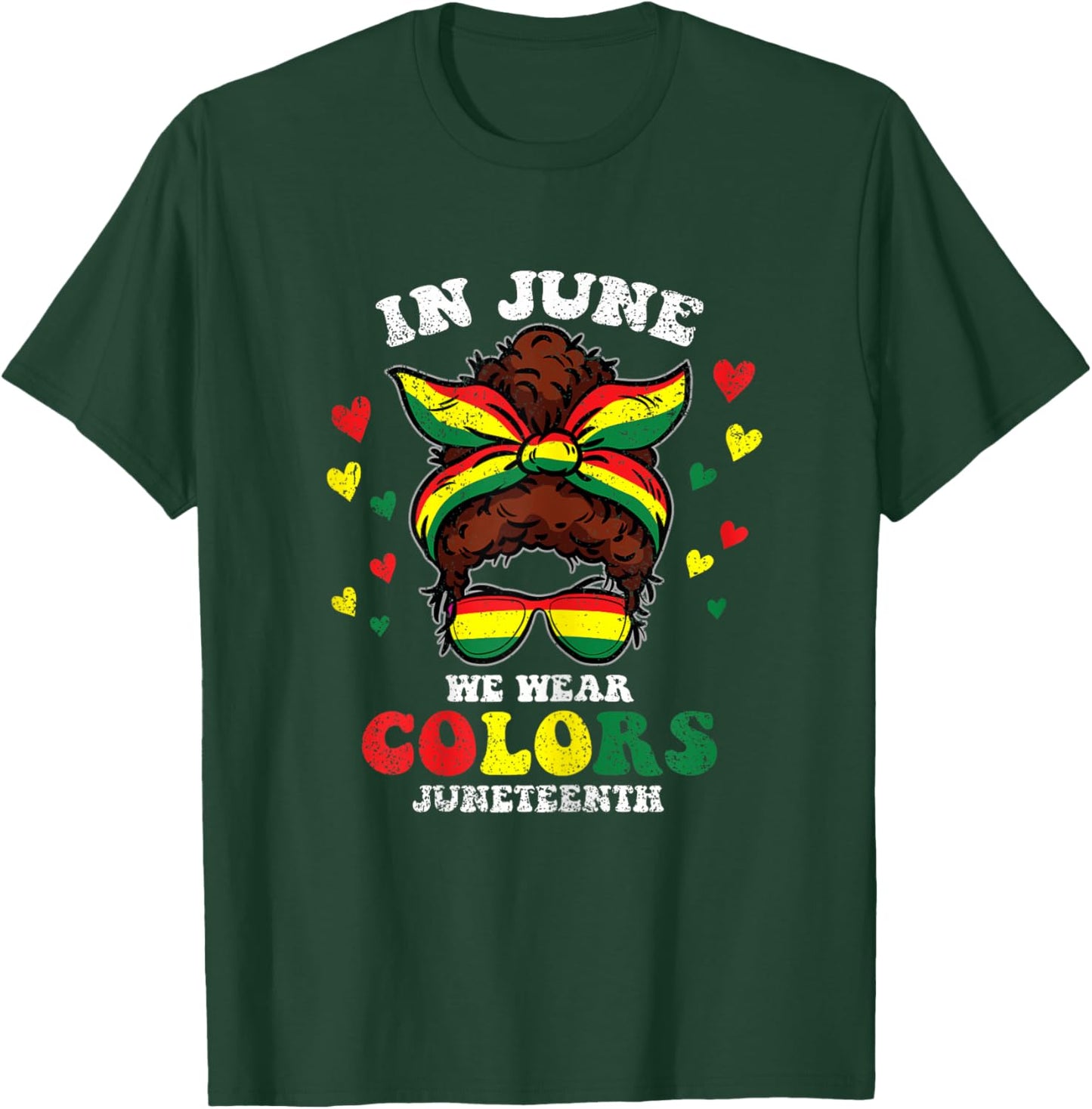 Afro Messy Bun Juneteenth Cute Black History African Girls T-Shirt - T-Shirt | Forest