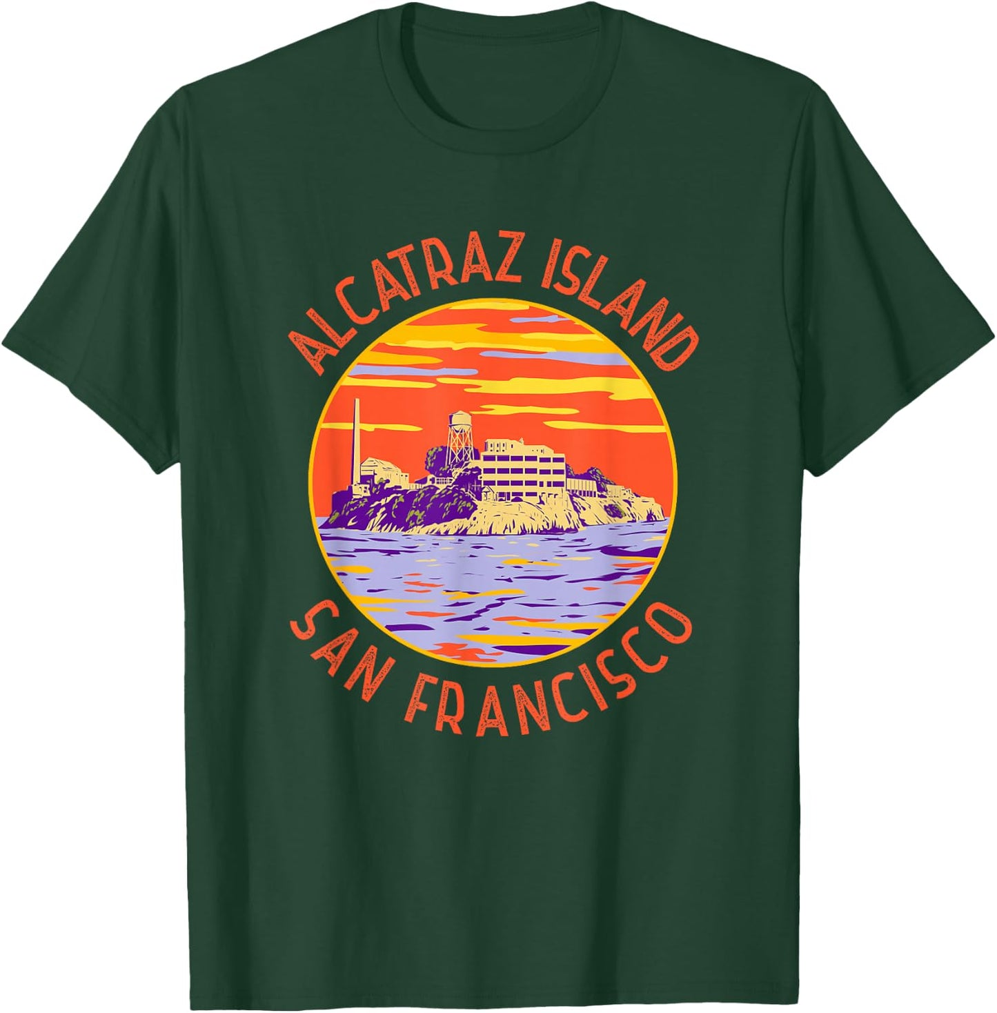 Alcatraz Island San Francisco Distressed Circle Vintage T-Shirt - T-Shirt | Forest