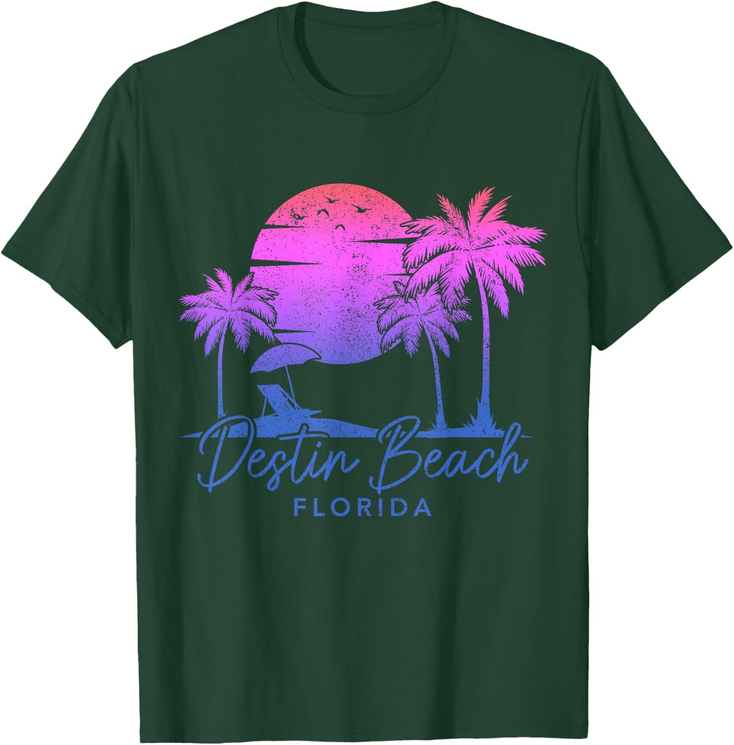 Destin Beach Florida FL Surf Vintage Sunset Surfer Retro T-Shirt - T-Shirt | Forest