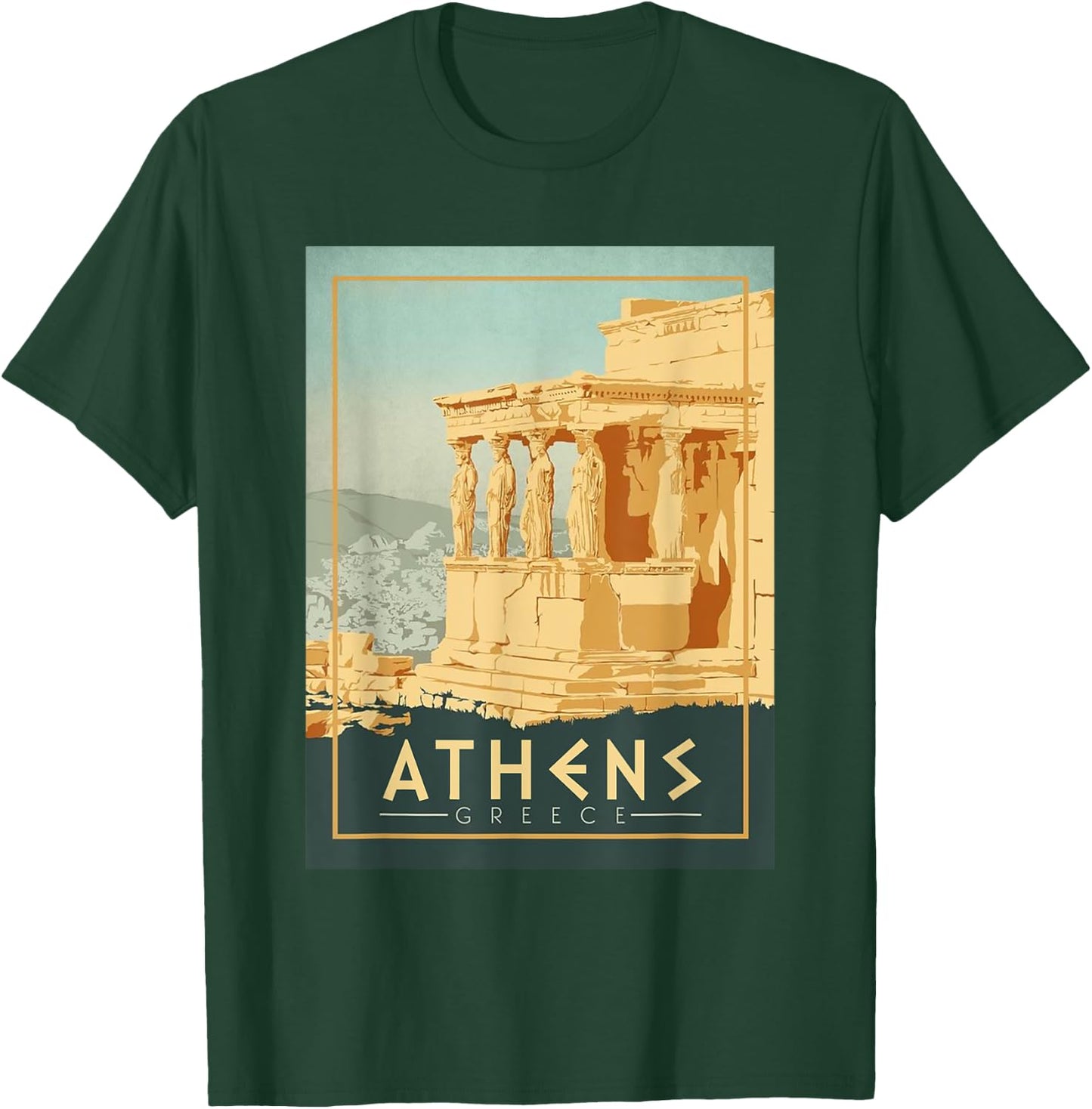 Vintage Athens Ancient Temple Of Athena Greece Souvenir T-Shirt - T-Shirt | Forest