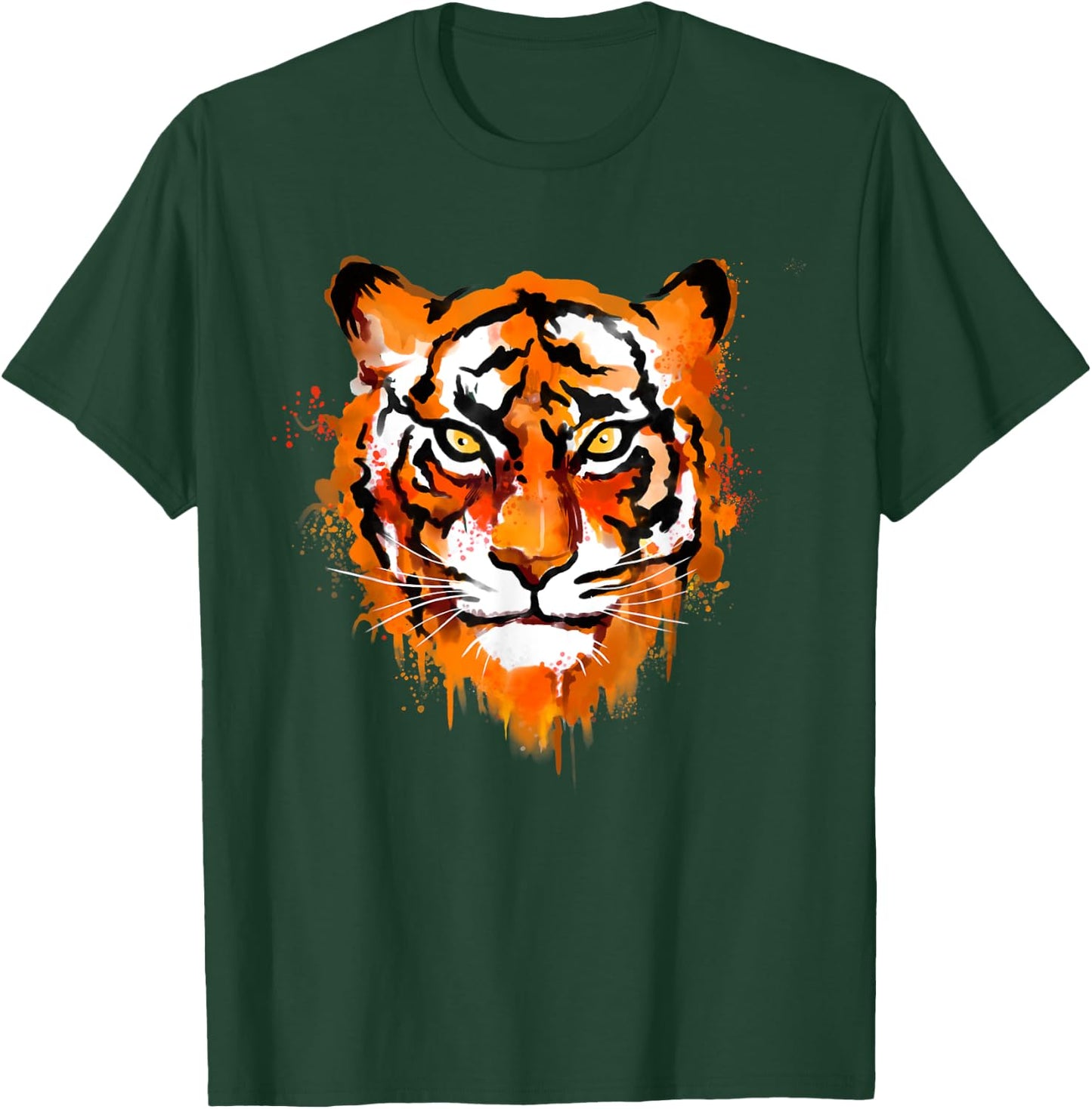 Tiger Head Watercolor Art Funny Predator Safari Animal Lover T-Shirt - T-Shirt | Forest