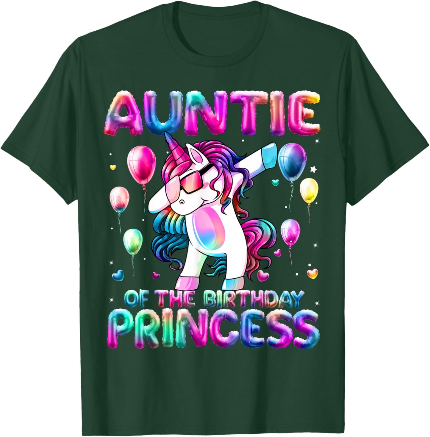 Auntie of the Birthday Princess Girl Flossing Unicorn Aunt T-Shirt - T-Shirt | Forest