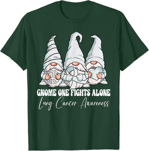 Gnome One Fights Alone Lung Cancer Awareness Month T-Shirt - T-Shirt | Forest