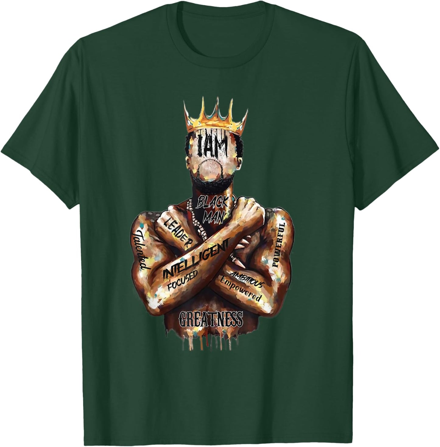 I Am Black Man King Powerful Dad Afro Melanin T-Shirt - T-Shirt | Forest