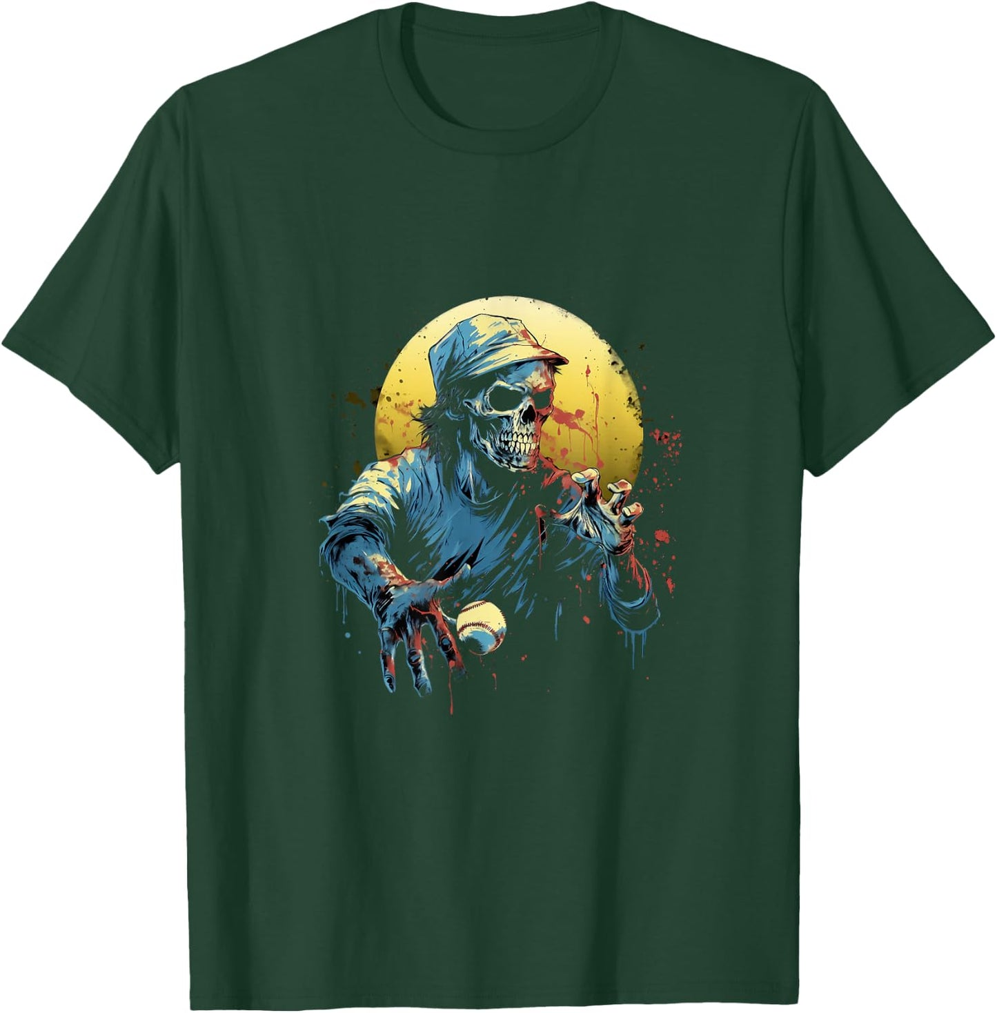 Zombie Playing Baseball Halloween Baseball Player T-Shirt - T-Shirt | Forest