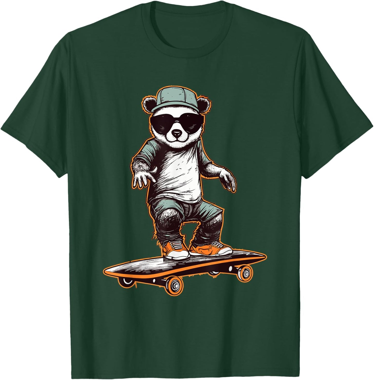 Skateboarding Panda Skater Skateboarder Women T-Shirt - T-Shirt | Forest