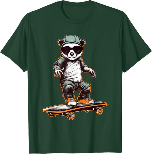 Skateboarding Panda Skater Skateboarder Women T-Shirt - T-Shirt | Forest