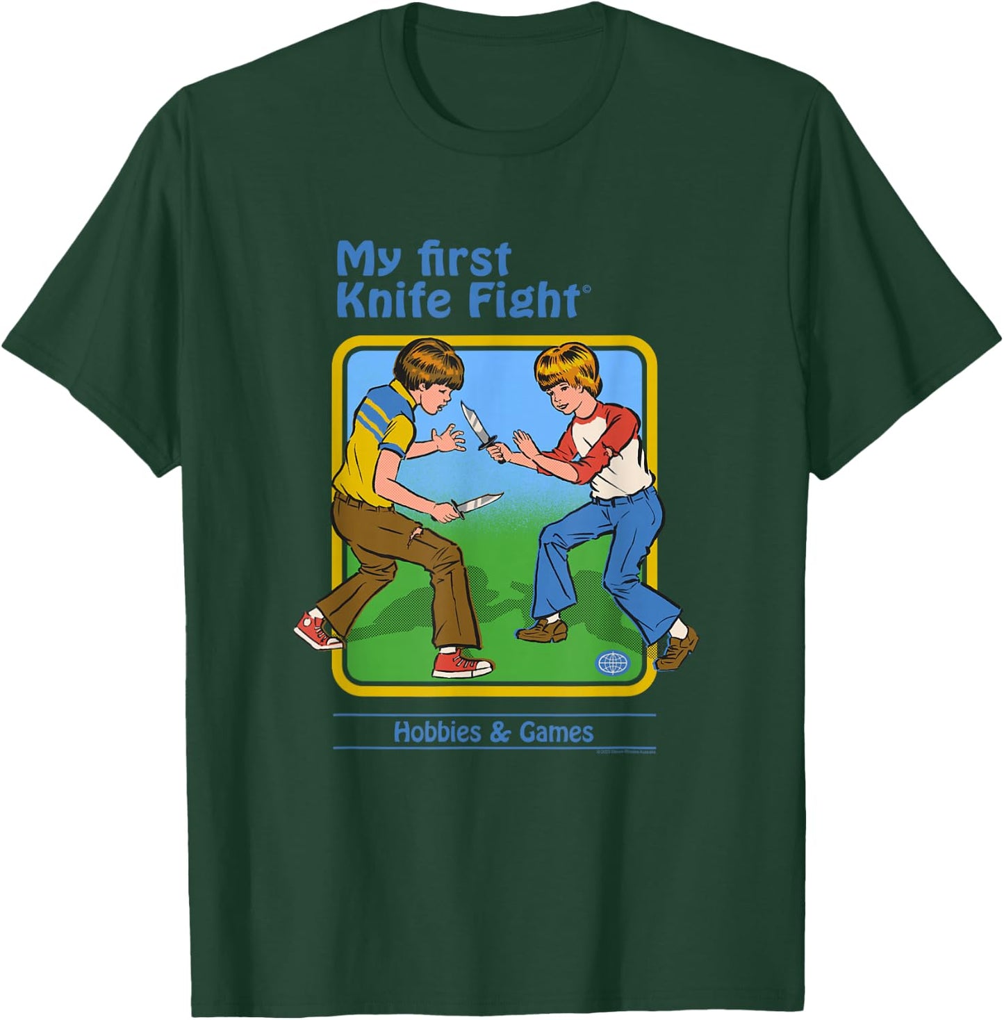 Steven Rhodes My First Knife Fight Retro Dark Humor T-Shirt - T-Shirt | Forest