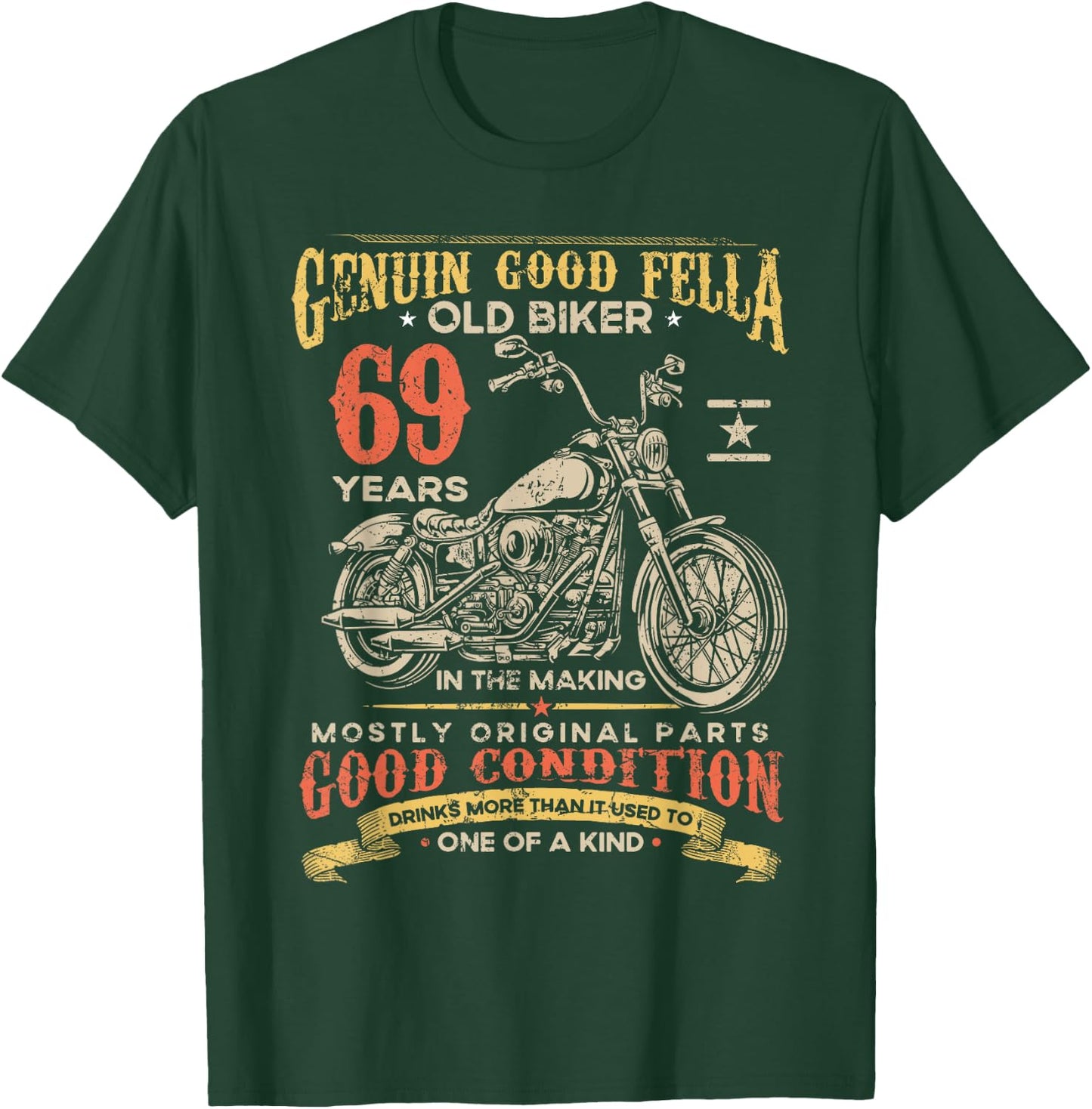 Old Biker 69 Years In The Making 69th Birthday Biker T-Shirt - T-Shirt | Forest