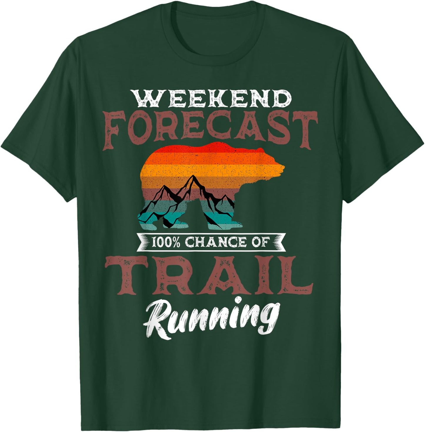 Trail Running Retro Vintage Weekend Forecast Runner Sport T-Shirt - T-Shirt | Forest