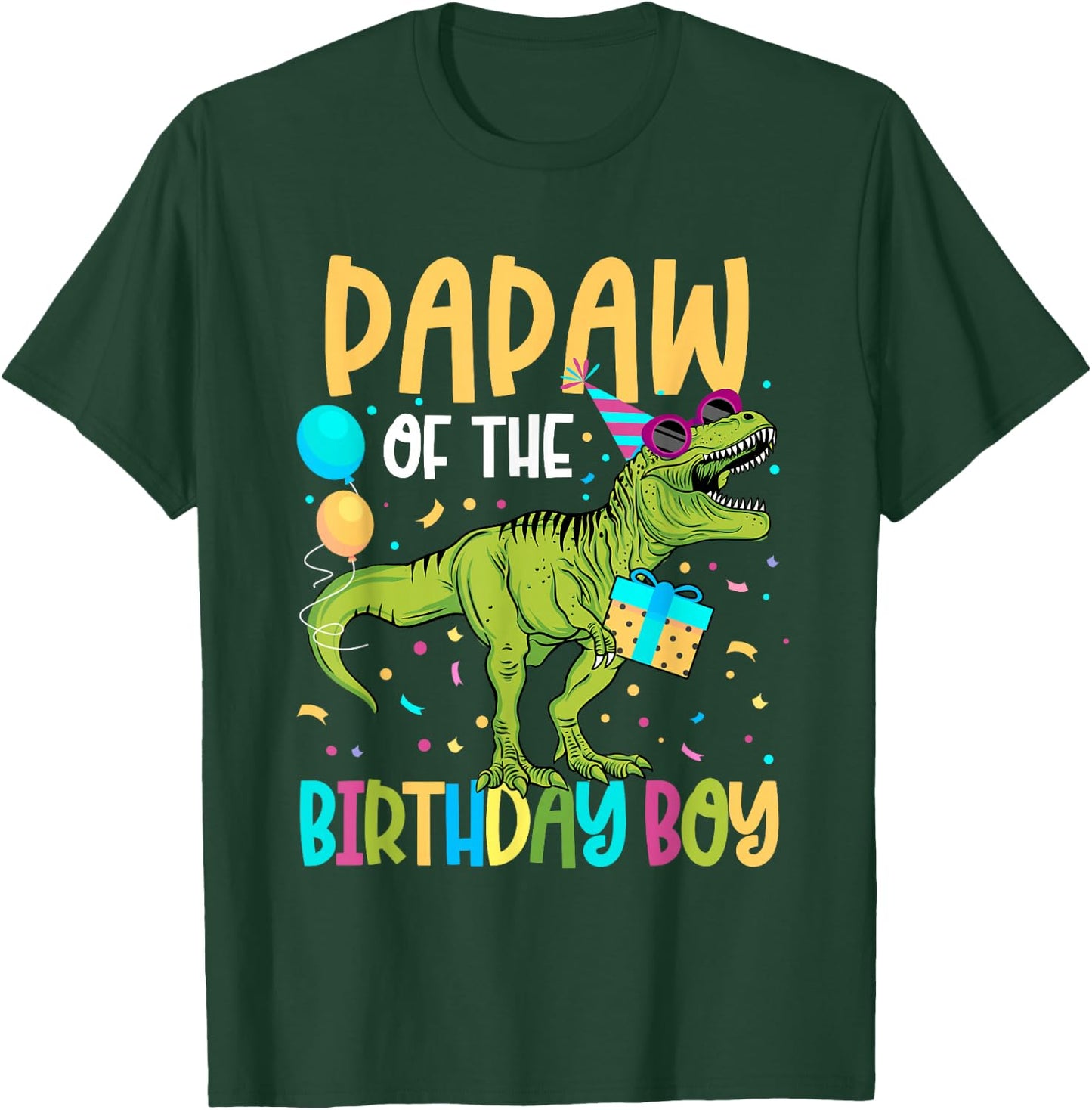 Papaw Of The Birthday Boy Family Matching Dinosaur Squad T-Shirt - T-Shirt | Forest
