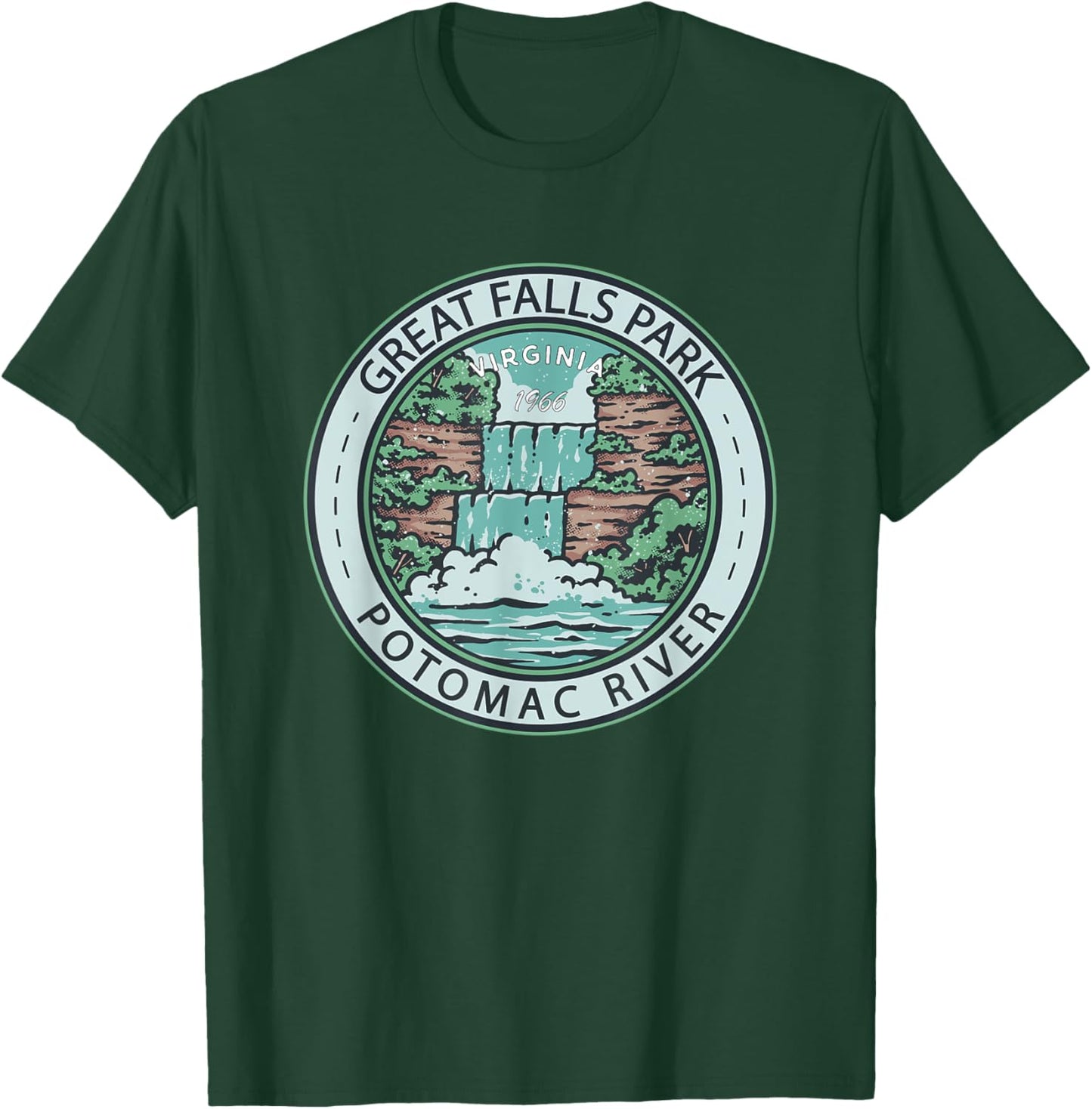 Great Falls Park Virginia Badge Vintage T-Shirt - T-Shirt | Forest