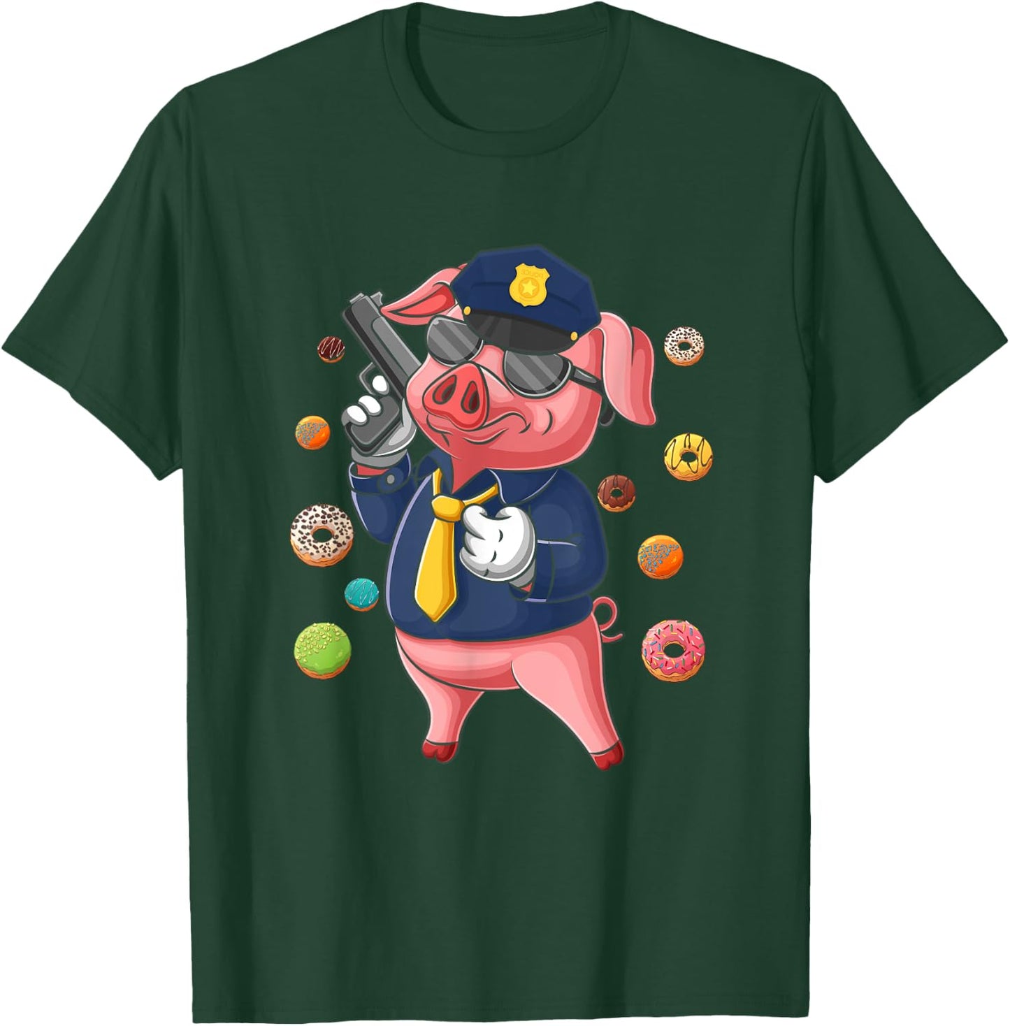 Pig Cop Fun Police Officer Doughnut Distrust Law Enforcement T-Shirt - T-Shirt | Forest