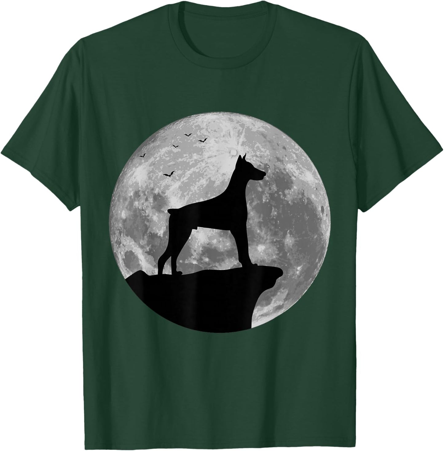 Doberman Silhouette In The Moon Halloween Costume T-Shirt - T-Shirt | Forest