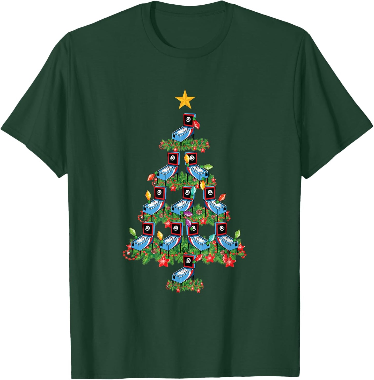 Pinball Machine Retro Arcade Game Gamer Pinball Christmas T-Shirt - T-Shirt | Forest