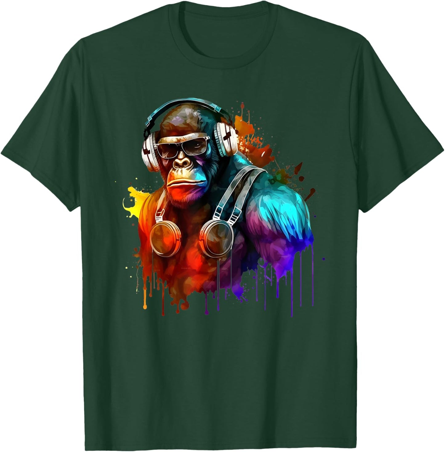 Gorilla DJ with Headphones Rave Techno T-Shirt - T-Shirt | Forest