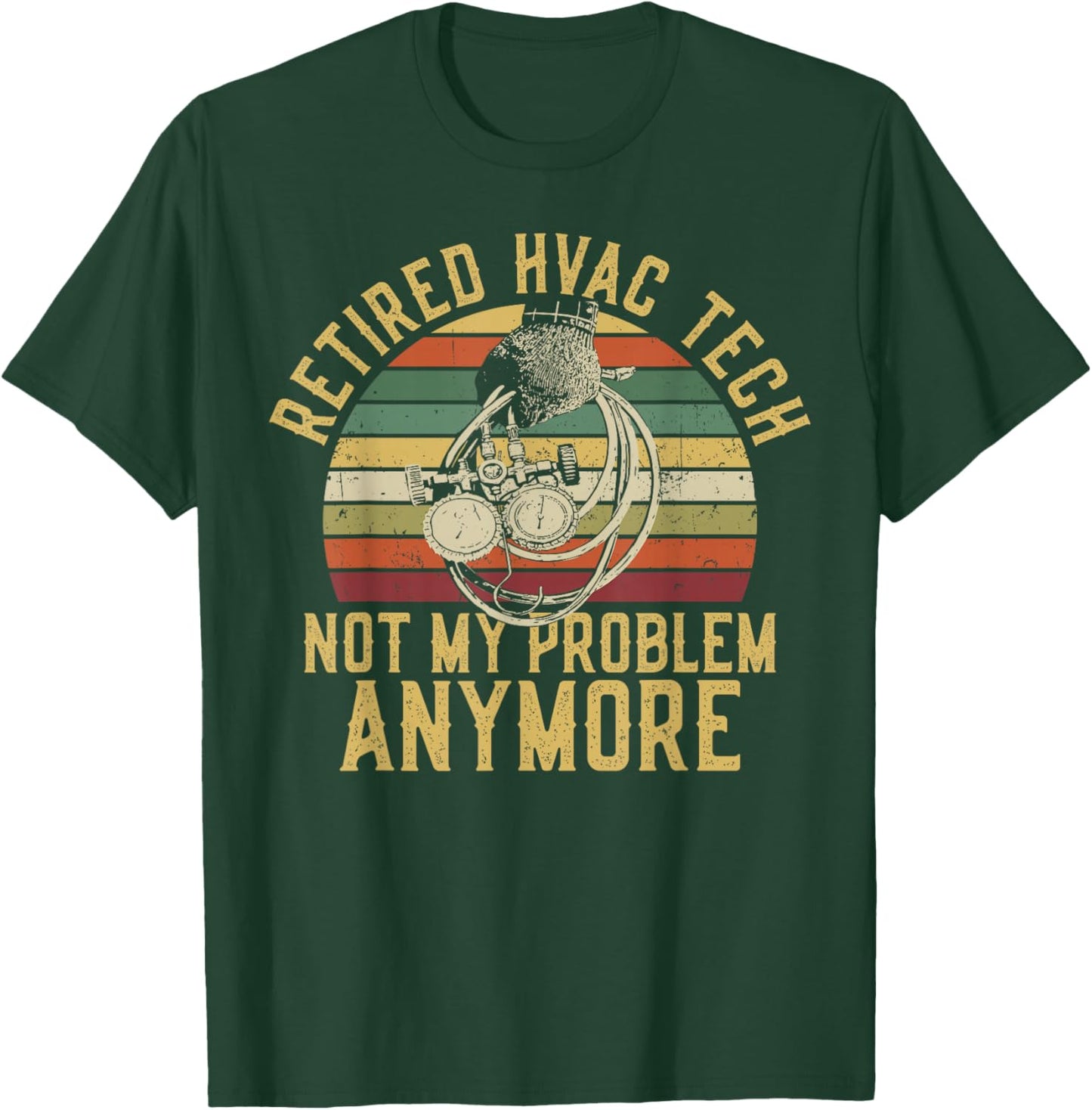 HVAC Technician Tech Retired Vintage Retro Retired Hvac Tech T-Shirt - T-Shirt | Forest