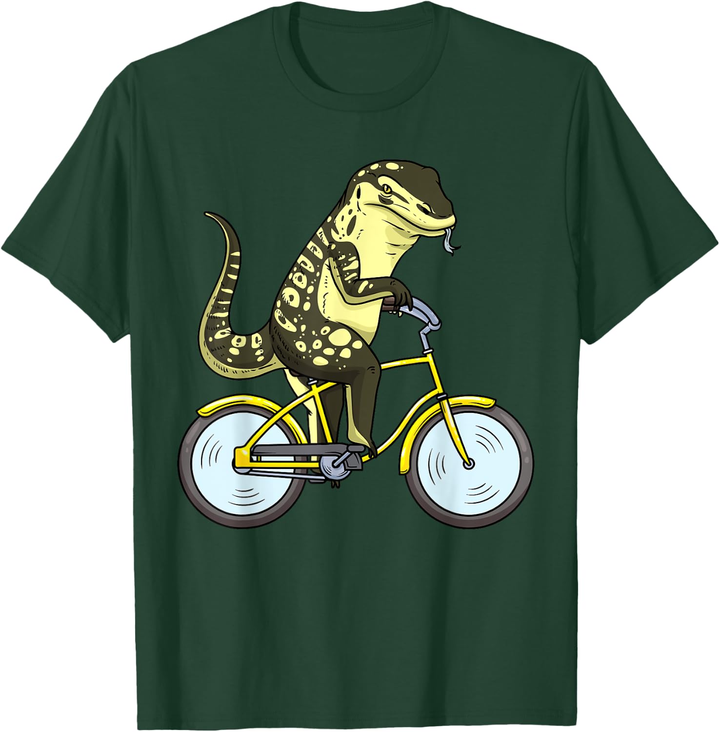 Asian Water Monitor Lizard On Bike Reptile Cyclist T-Shirt - T-Shirt | Forest