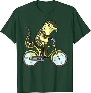 Asian Water Monitor Lizard On Bike Reptile Cyclist T-Shirt - T-Shirt | Forest