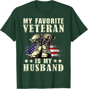 Pround My Favorite Veteran Is My Husband T-Shirt - T-Shirt | Forest