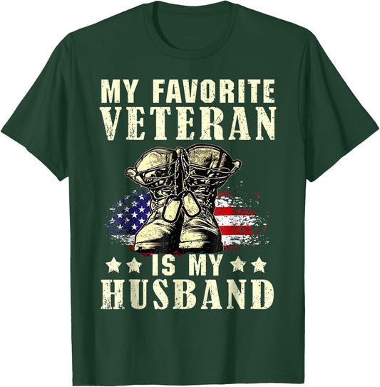 Pround My Favorite Veteran Is My Husband T-Shirt - T-Shirt | Forest