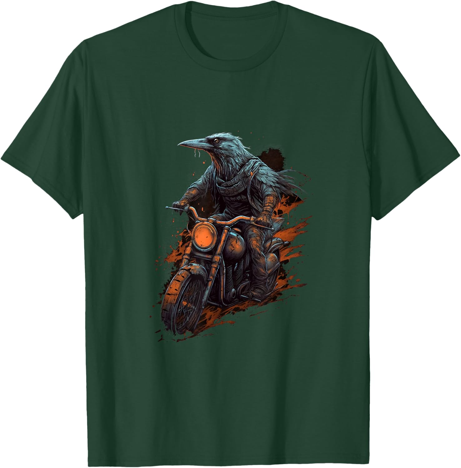 Dirt Bike Raven Crow Motocross Biker Funny Motorcycle Riding T-Shirt - T-Shirt | Forest