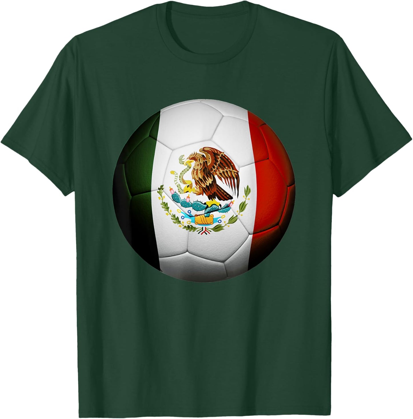 Kids Soccer Ball Mexico Flag Sports Mexico Futbol Boys Girls T-Shirt - T-Shirt | Forest