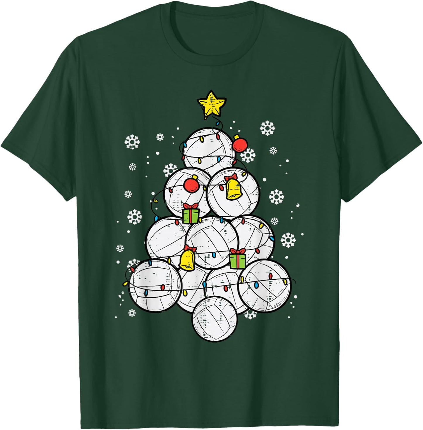 Volleyball Christmas Tree Xmas Sports Player Men Women Kids T-Shirt - T-Shirt | Forest