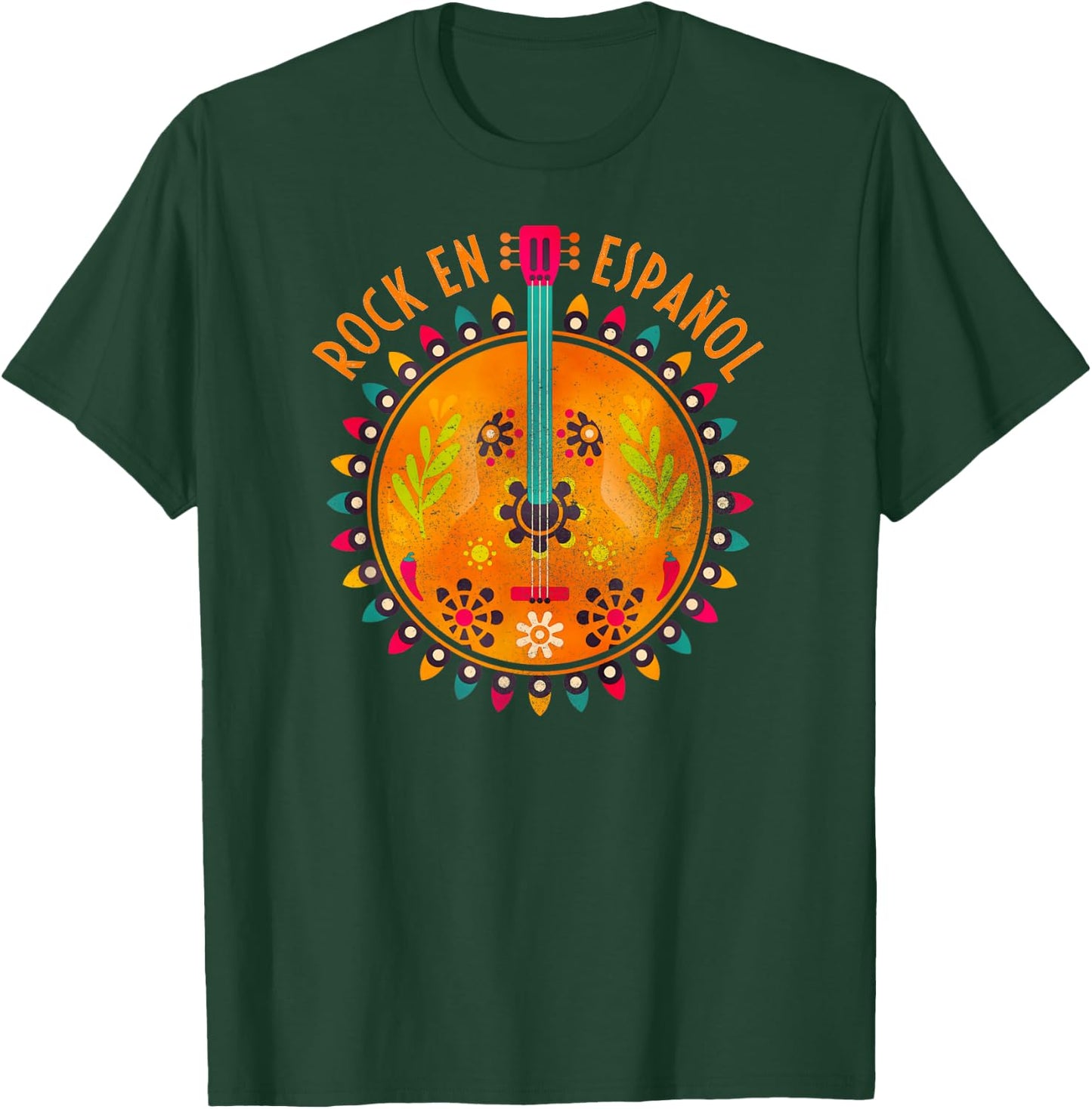 Rock en Espanol Guitar Spanish Language Rock Music T-Shirt - T-Shirt | Forest