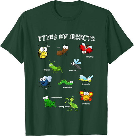 Types Of Insects Bug Identification Science Educational T-Shirt - T-Shirt | Forest