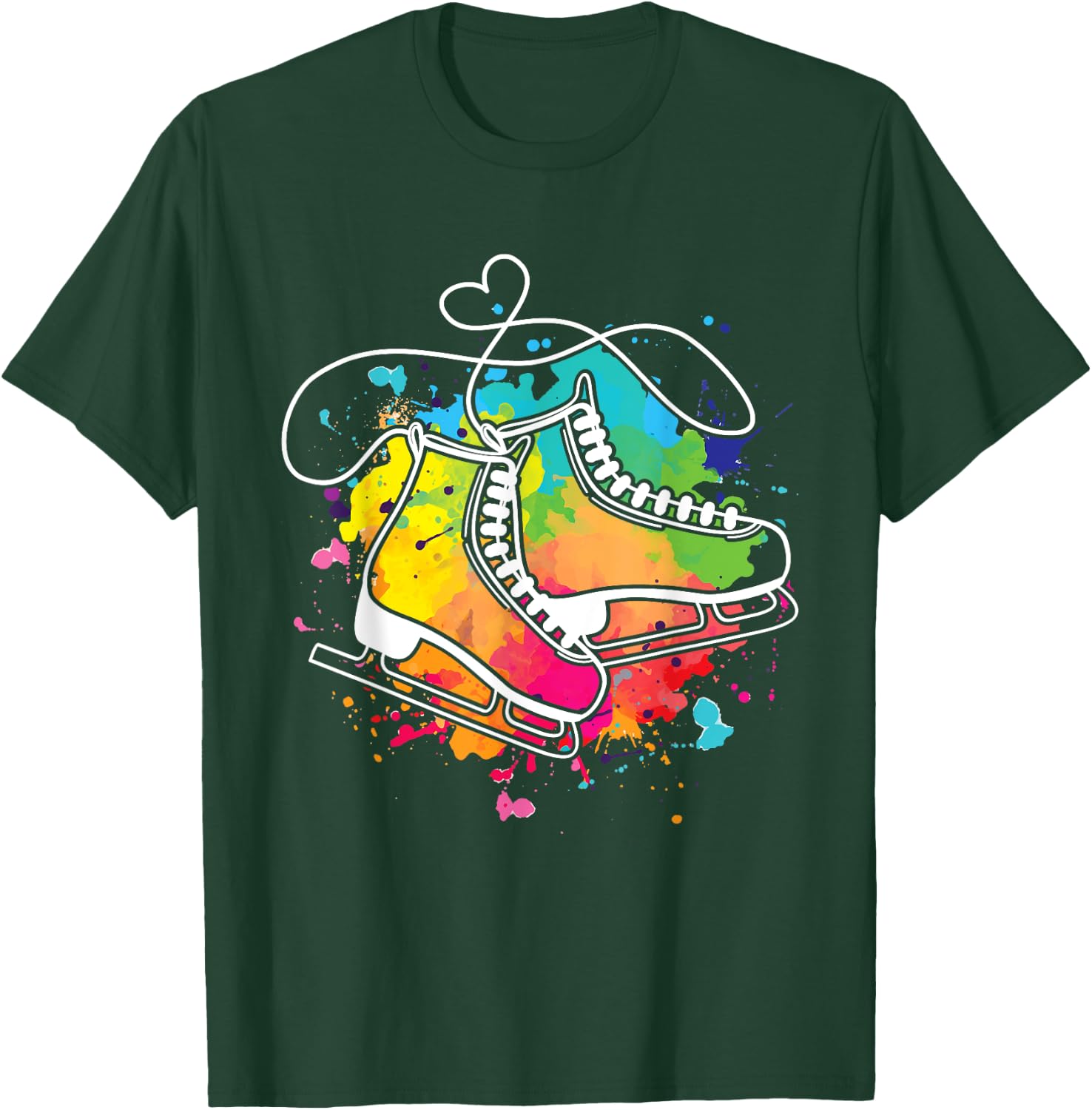 Ice Skating Shoes - Heart Figure Skater Roller Skates Winter T-Shirt - T-Shirt | Forest
