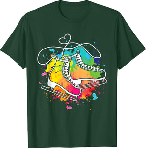 Ice Skating Shoes - Heart Figure Skater Roller Skates Winter T-Shirt - T-Shirt | Forest