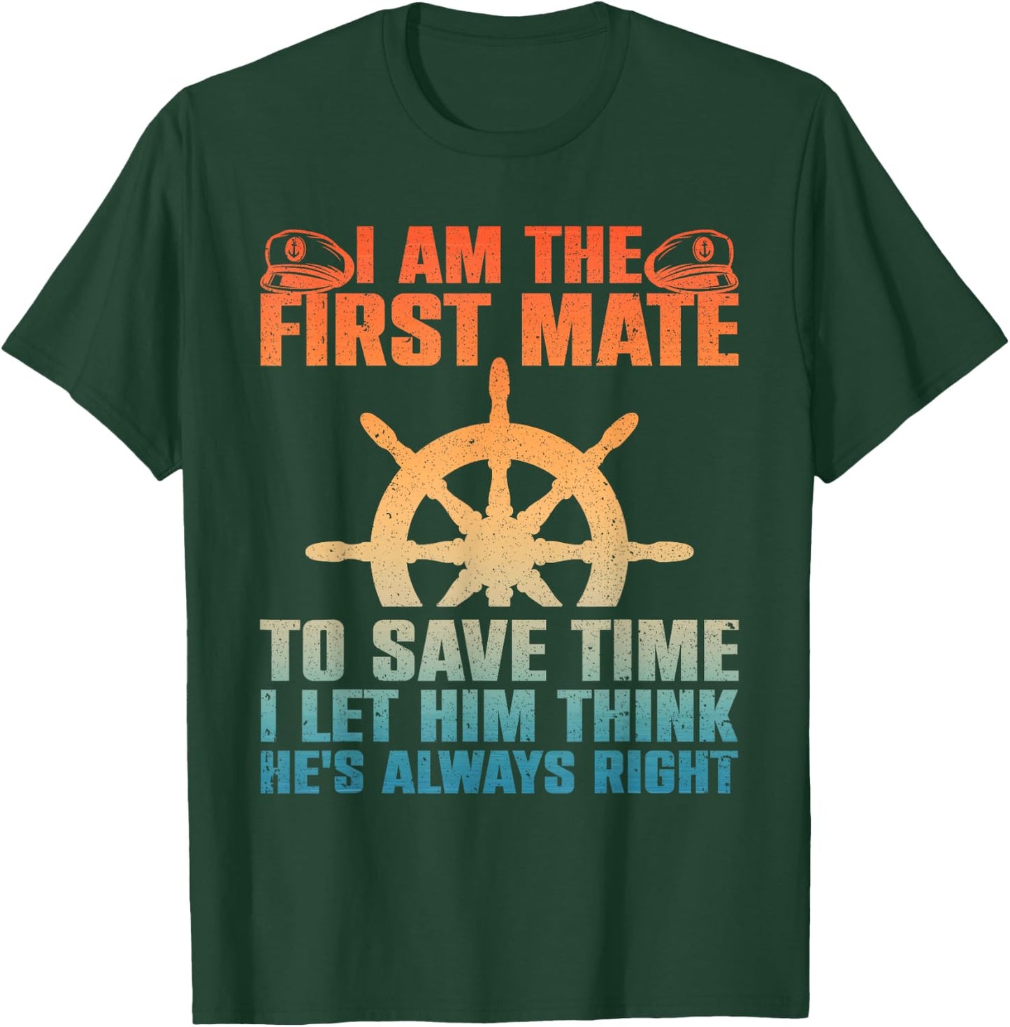 Funny First Mate Women Pontoon Boat Captain Boating T-Shirt - T-Shirt | Forest