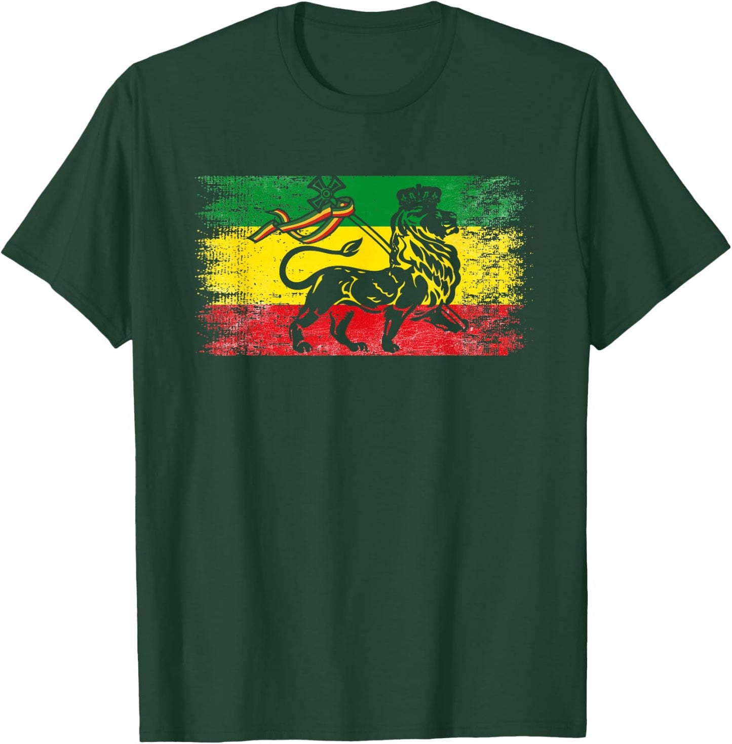 Lion of Judah Rasta Ethiopian Reggae Old Ethiopia Flag Fan T-Shirt - T-Shirt | Forest