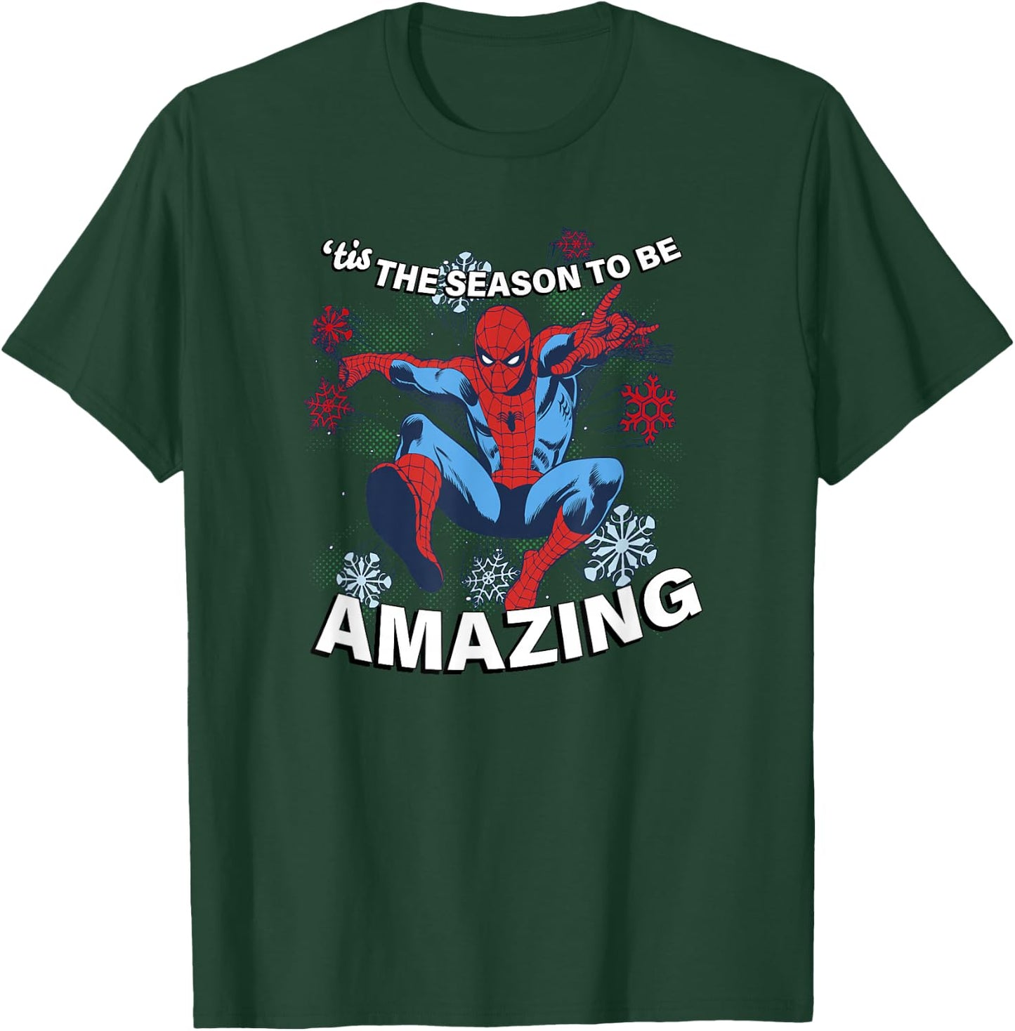 Marvel Christmas Spider-Man 'Tis The Season To Be Amazing T-Shirt - T-Shirt | Forest