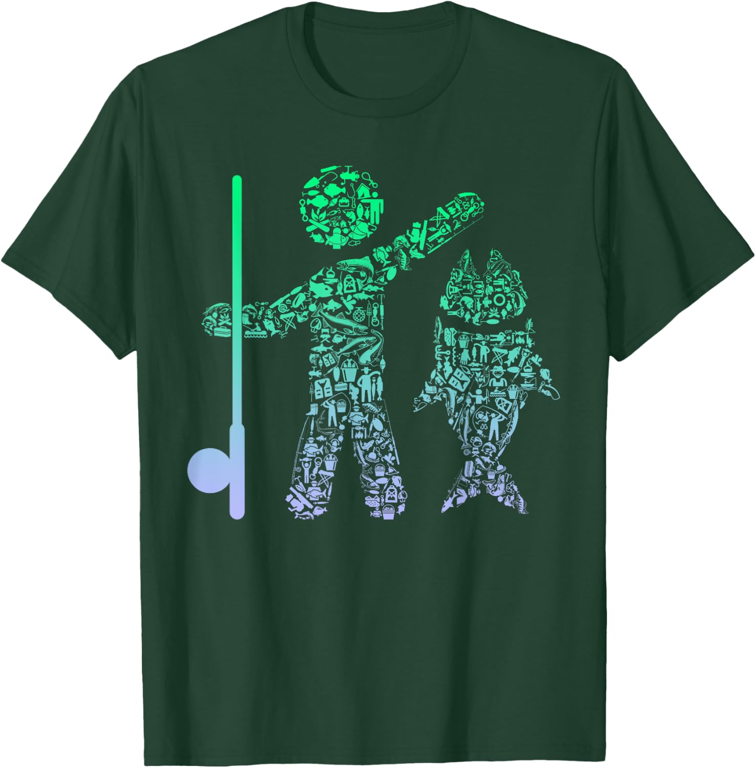 Fishing Icon for Fisherman | Boys Fishing T-Shirt - T-Shirt | Forest