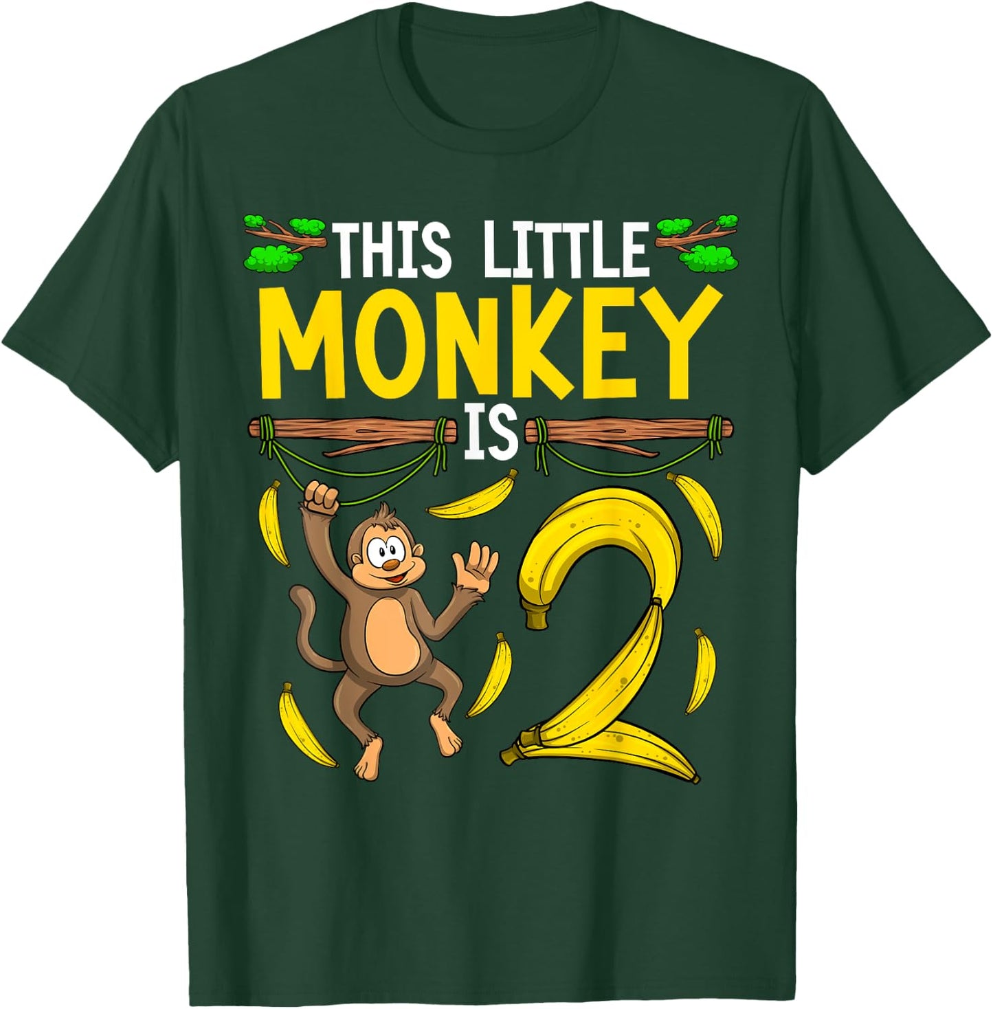 Monkey Birthday Shirt 2nd Monkey Theme Party Kids T-Shirt - T-Shirt | Forest